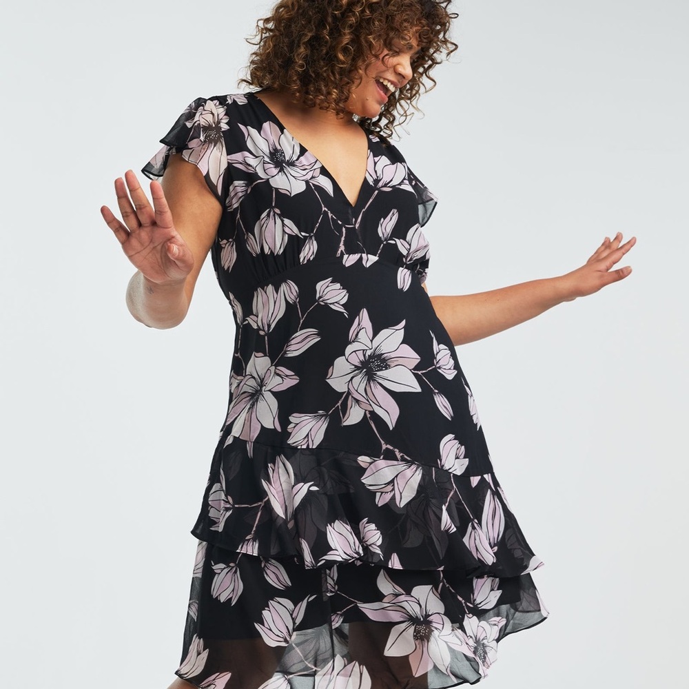 Estelle Azalea Black Floral Midi Dress